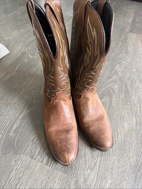 Laredo Brown Cowboy Boots with Gold Stitching